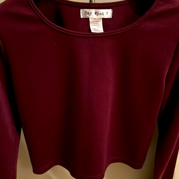 🤩 NWOT MAROON LONG SLEEVE SIZE L - GREAT QUALITY & SUPER SOFT CROP TOP 🤩 - Picture 7 of 11